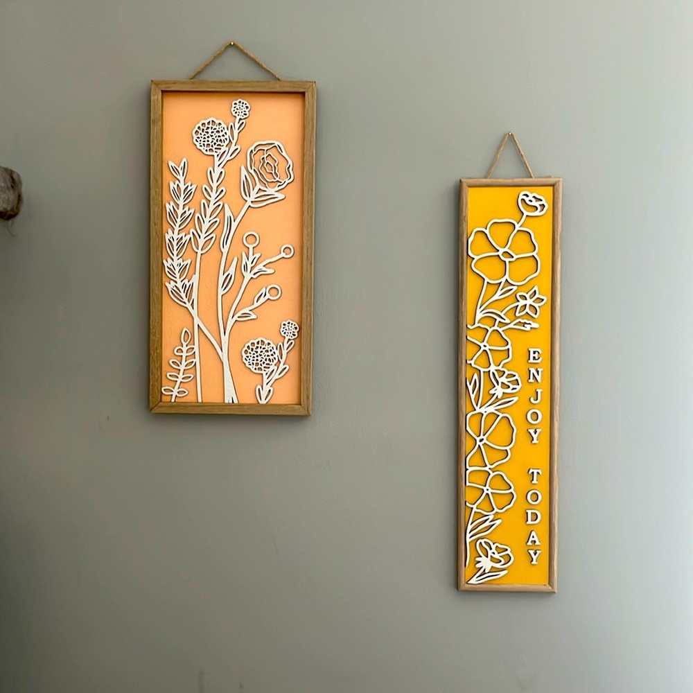 Home wall decor. Peach and mustard color.